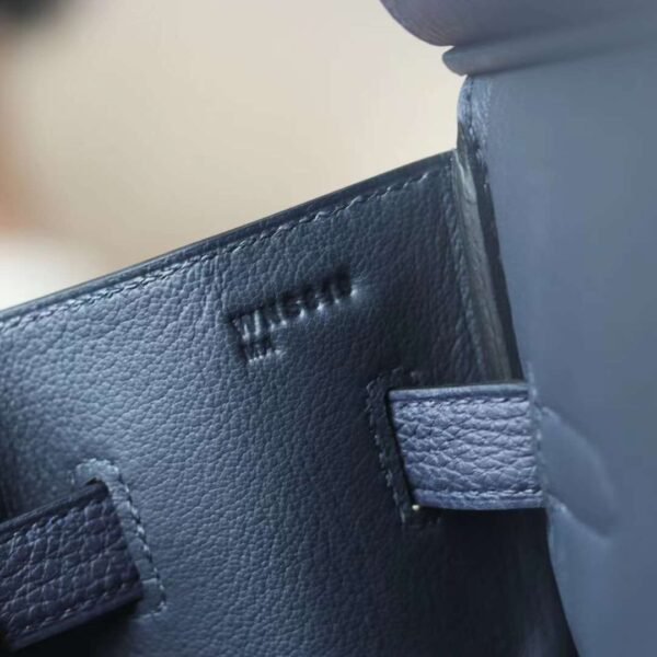 HERMES Birkin 35CM Stamp W Togo Blue Nuit Silver Hardware