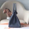 HERMES Birkin 35CM Stamp W Togo Blue Nuit Silver Hardware