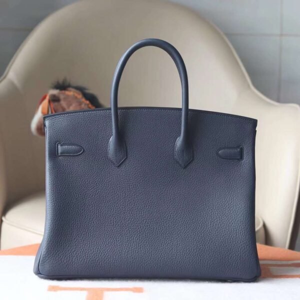 HERMES Birkin 35CM Stamp W Togo Blue Nuit Silver Hardware