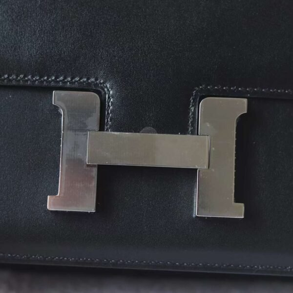 HERMES Constance 1-18 19CM Box Leatr CK89 Noir Silver Hardware