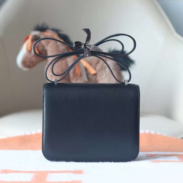 HERMES Constance 1-18 19CM Box Leatr CK89 Noir Silver Hardware