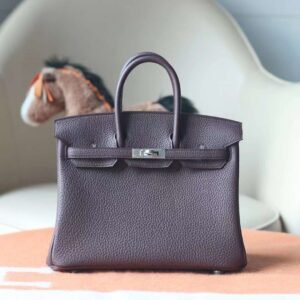 HERMES Birkin 25CM Togo Rouge Sellier Stamp W Silver Hardware