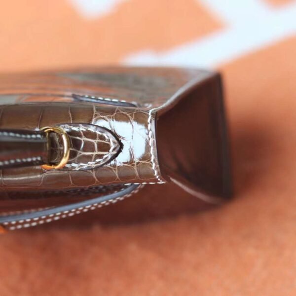 HERMES Mini Kelly ll Ficelli Stamp W Shiny Crocodile GHW