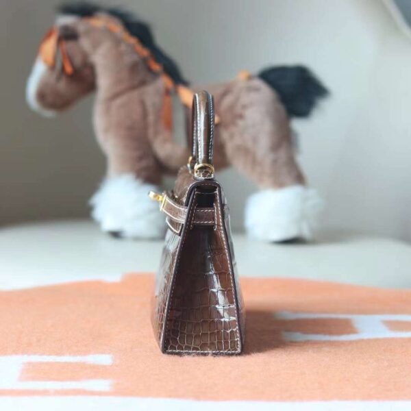 HERMES Mini Kelly ll Ficelli Stamp W Shiny Crocodile GHW
