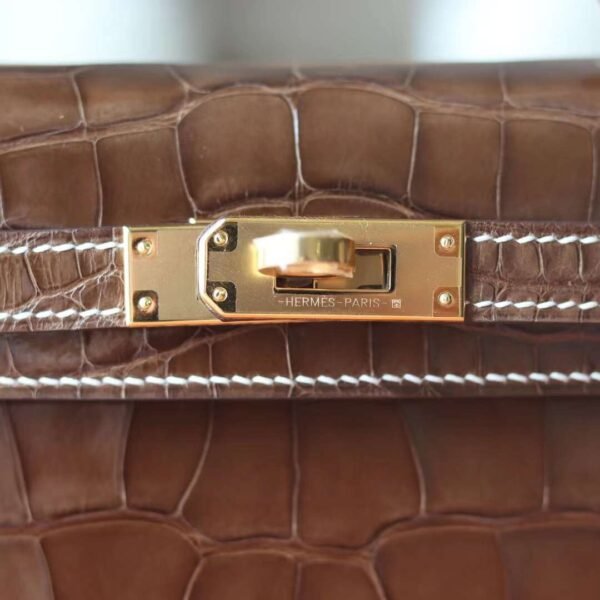 HERMES Mini Kelly ll Ficelli Stamp W Shiny Crocodile GHW