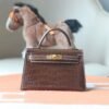 HERMES Mini Kelly ll Ficelli Stamp W Shiny Crocodile GHW