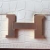 HERMES Constance 19CM Vanille Matter Crocodile Stamp W GHW