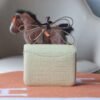 HERMES Constance 19CM Vanille Matter Crocodile Stamp W GHW