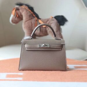 HERMES Mini Kelly ll Epsom Brand new 18 Etoupe Silver Hardware