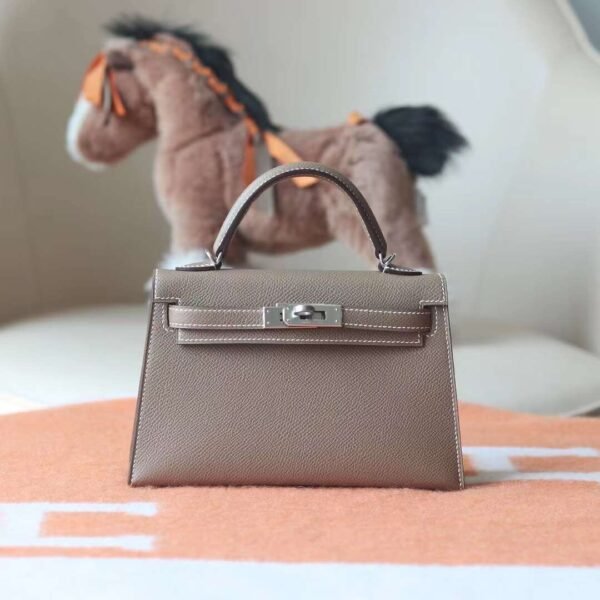 HERMES Mini Kelly ll Epsom Brand new 18 Etoupe Silver Hardware