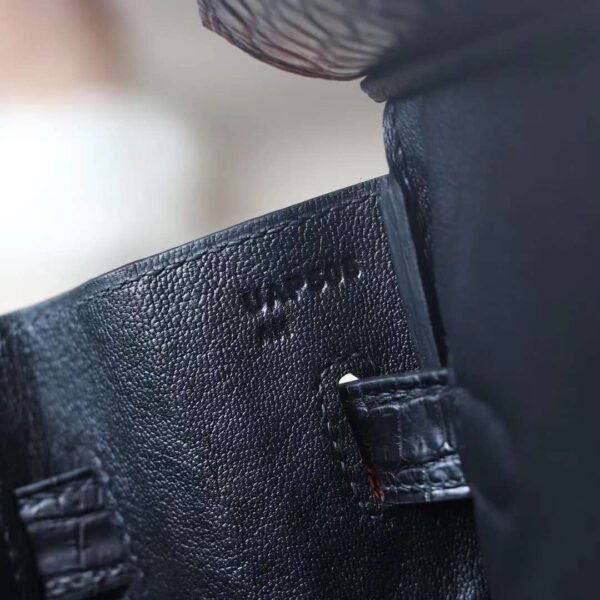 HERMES Birkin 30CM CK89 Noir Matter Crocodile Stamp U Silver Hardware