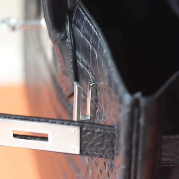 HERMES Birkin 30CM CK89 Noir Matter Crocodile Stamp U Silver Hardware