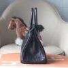 HERMES Birkin 30CM CK89 Noir Matter Crocodile Stamp U Silver Hardware