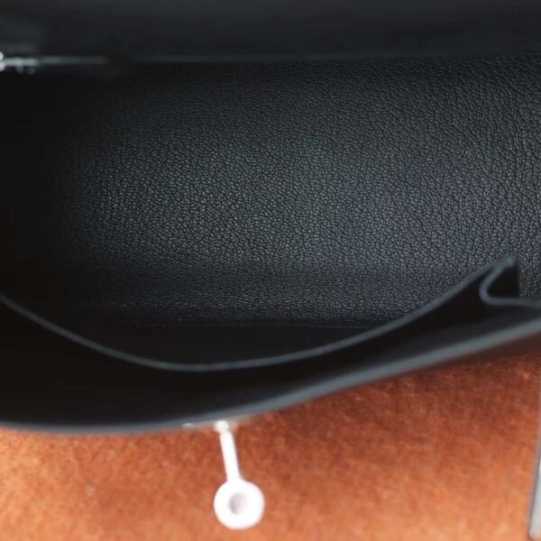 HERMES Kelly 25CM Togo Leather CK89 Noir Silver Hardware