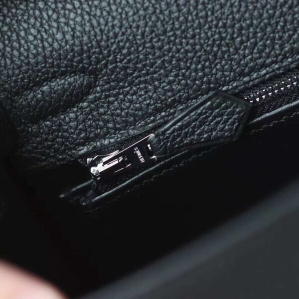 HERMES Kelly 25CM Togo Leather CK89 Noir Silver Hardware