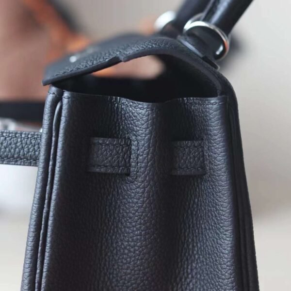 HERMES Kelly 25CM Togo Leather CK89 Noir Silver Hardware