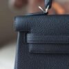 HERMES Kelly 25CM Togo Leather CK89 Noir Silver Hardware