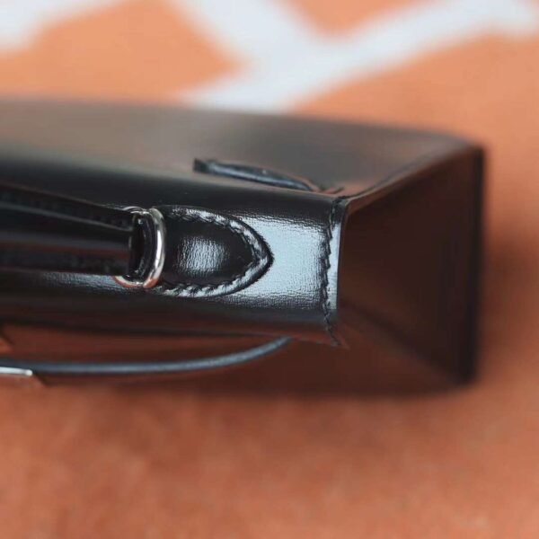 HERMES Mini Kelly Box Leather 89 Noir Silver Hardware
