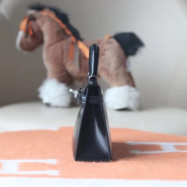 HERMES Mini Kelly Box Leather 89 Noir Silver Hardware