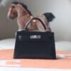 HERMES Mini Kelly Box Leather 89 Noir Silver Hardware