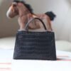 HERMES Mini Kelly ll 89 Black Matter Crocodile Silver Hardware