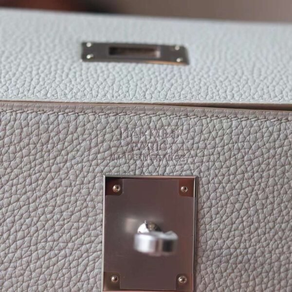 HERMES Kelly 35CM HandBag Togo 80 Pearl Grey Silver Hardware