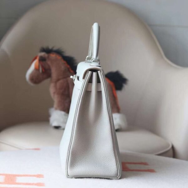 HERMES Kelly 35CM HandBag Togo 80 Pearl Grey Silver Hardware