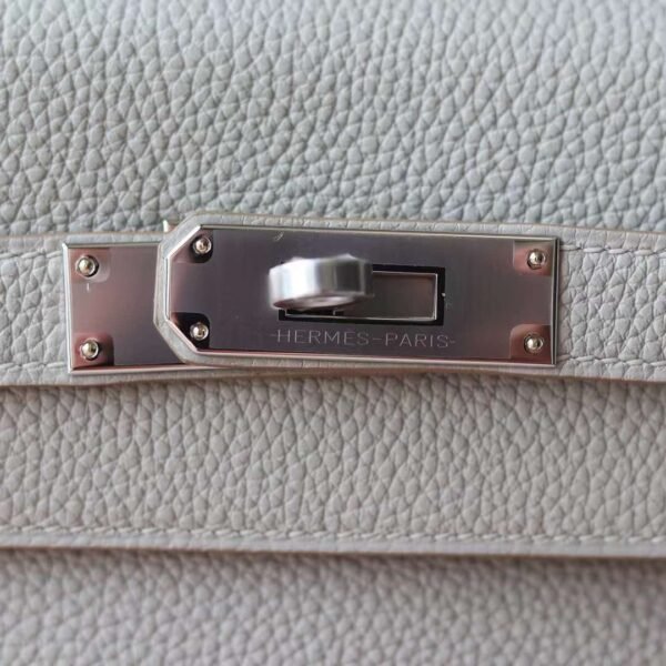 HERMES Kelly 35CM HandBag Togo 80 Pearl Grey Silver Hardware