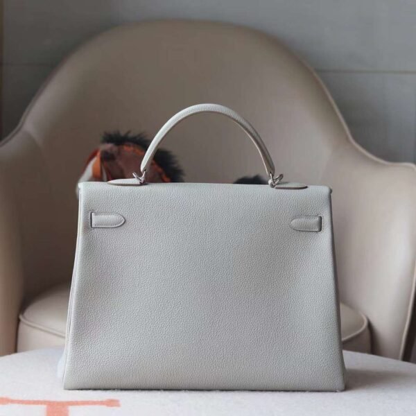 HERMES Kelly 35CM HandBag Togo 80 Pearl Grey Silver Hardware