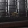 HERMES Kelly Depeches 25CM CK89 Noir Matter Crocodile Stamp W GHW