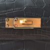 HERMES Kelly Depeches 25CM CK89 Noir Matter Crocodile Stamp W GHW