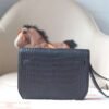 HERMES Kelly Depeches 25CM CK89 Noir Matter Crocodile Stamp W GHW