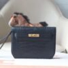 HERMES Kelly Depeches 25CM CK89 Noir Matter Crocodile Stamp W GHW