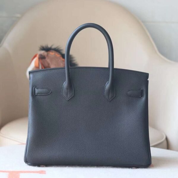 HERMES Birkin 30CM Bag Togo 89 Noir/9i Magnolia Stamp W GHW