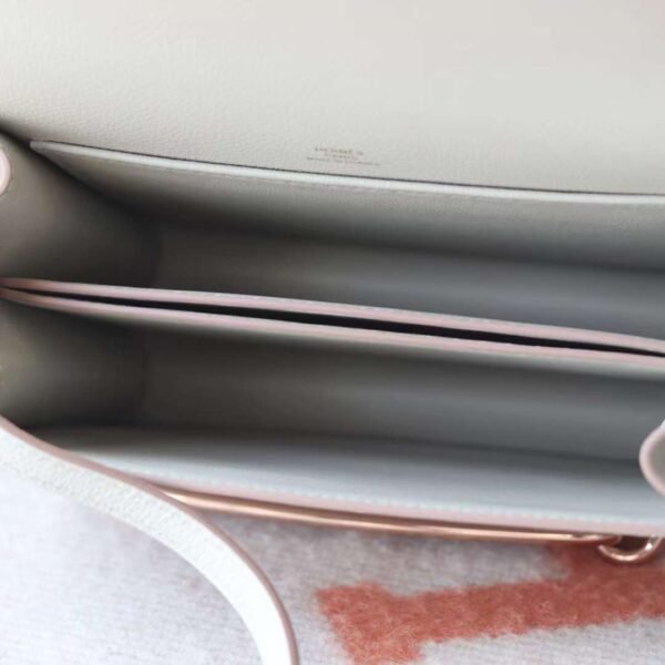 HERMES Roulis 19CM Evercolor Leather 8L Beton Rose Gold Hardware