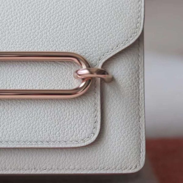 HERMES Roulis 19CM Evercolor Leather 8L Beton Rose Gold Hardware