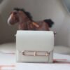 HERMES Roulis 19CM Evercolor Leather 8L Beton Rose Gold Hardware