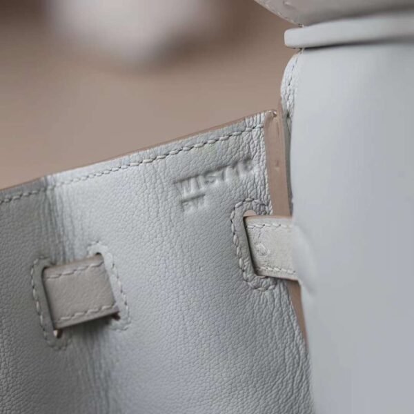 HERMES Birkin 25CM Bag 80 Pearl Grey Stamp W Ostrich Leather PHW