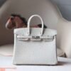 HERMES Birkin 25CM Bag 80 Pearl Grey Stamp W Ostrich Leather PHW