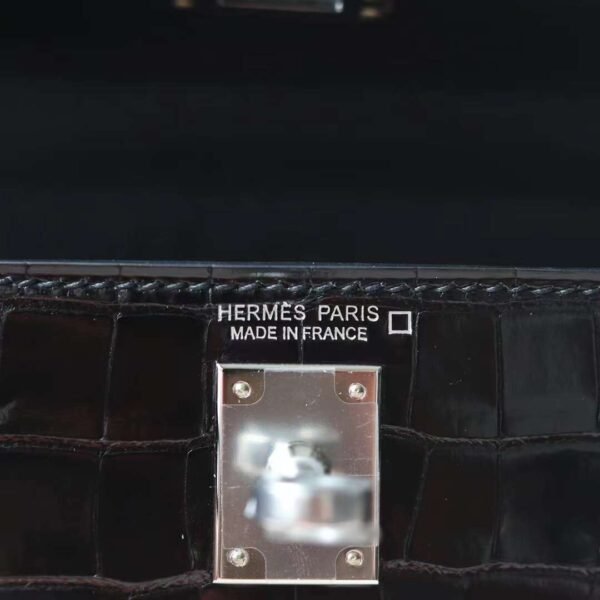 HERMES Mini Kelly ll 19CM CK89 Noir Shiny Crocodile PHW
