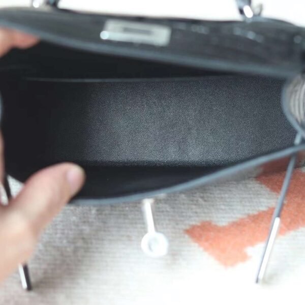 HERMES Mini Kelly ll 19CM CK89 Noir Shiny Crocodile PHW