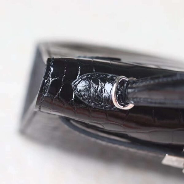 HERMES Mini Kelly ll 19CM CK89 Noir Shiny Crocodile PHW