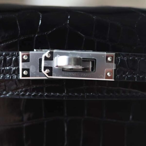 HERMES Mini Kelly ll 19CM CK89 Noir Shiny Crocodile PHW