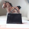 HERMES Mini Kelly ll 19CM CK89 Noir Shiny Crocodile PHW