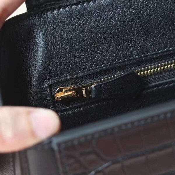 HERMES Kelly Mini24*24 Voluptot CK89 Noir/Matter Crocodile GHW