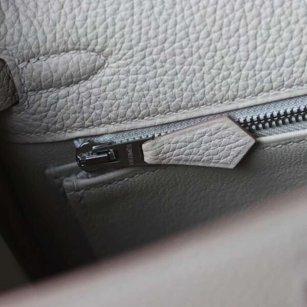 HERMES Kelly 25CM Bag Togo Leather 8L Beton Silver Hardware
