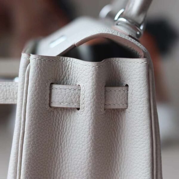 HERMES Kelly 25CM Bag Togo Leather 8L Beton Silver Hardware