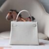 HERMES Kelly 25CM Bag Togo Leather 8L Beton Silver Hardware