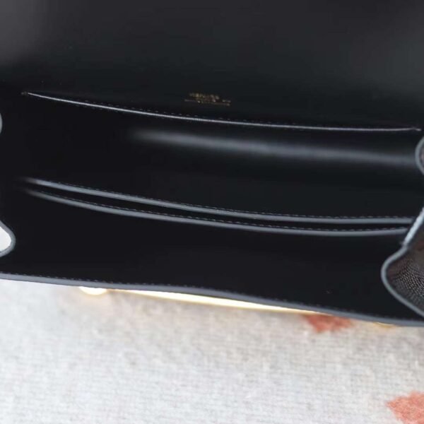 HERMES Roulis 19CM Lizard Leather Noir Stamp W GHW Hardware