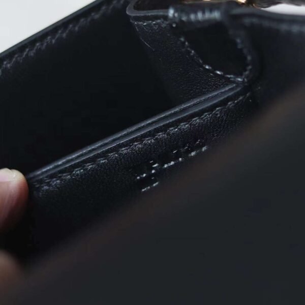 HERMES Roulis 19CM Lizard Leather Noir Stamp W GHW Hardware